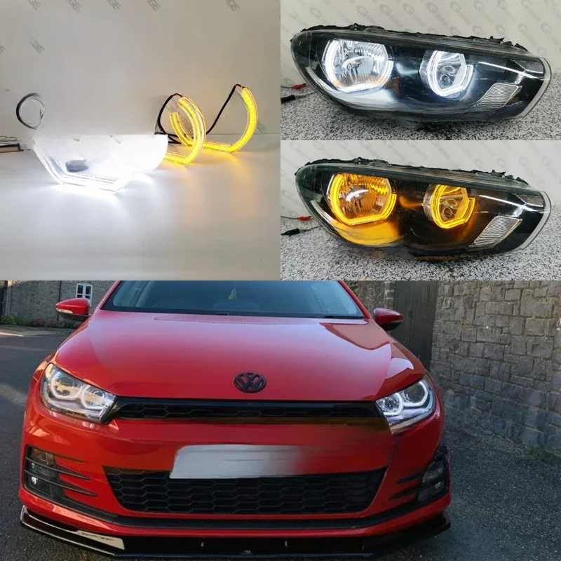 Dla Volkswagen Vw Scirocco Iii Mk3 2008-2017 Ultra Bright Crystal Dtm M4 Style Led Angel Eyes Halo Rings Day Light — 2