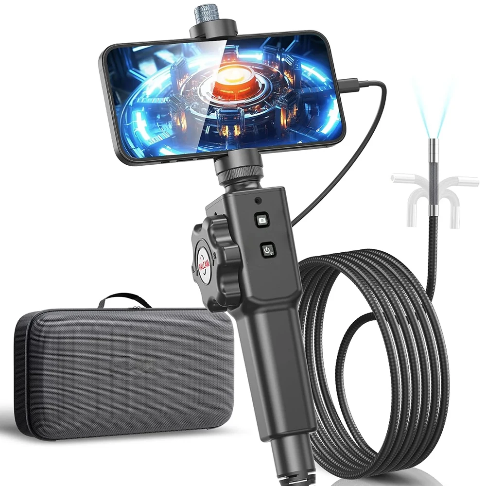 

360 Degrees Two-Way Rotation Endoscope Camera HD 1080P Inspection Borescope Waterproof Automobile Endoscope for IOS Android