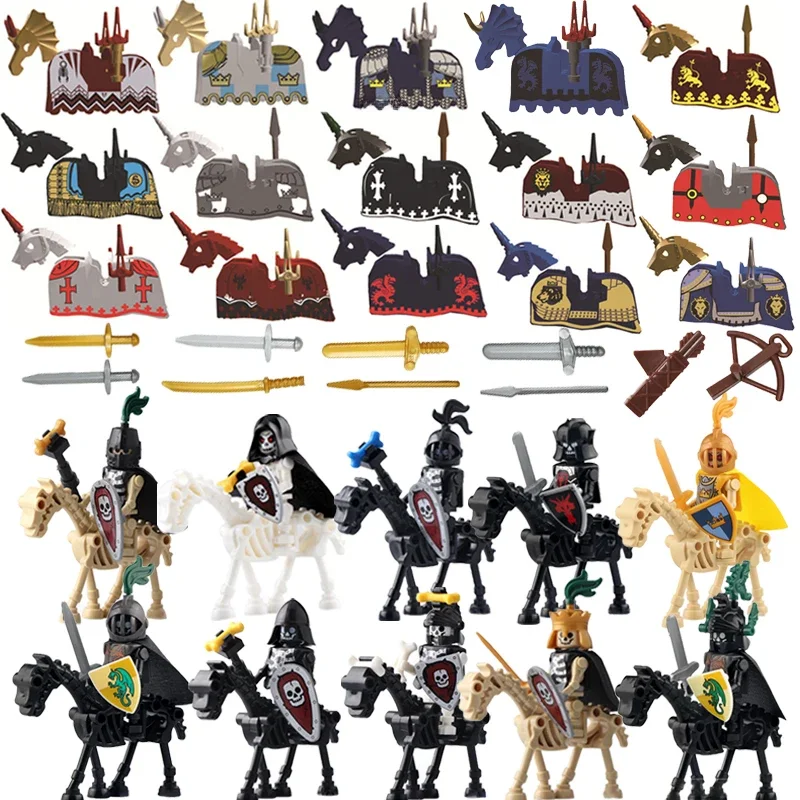 Soldat squelette, Roi de l'armée, Chevalier, Chevalier impérial, Chevalier mort-vivant, Chevalier équestre, Briques de construction, Ringwraith, Selle, Soldats romains, Épée, Waffen, Jouets