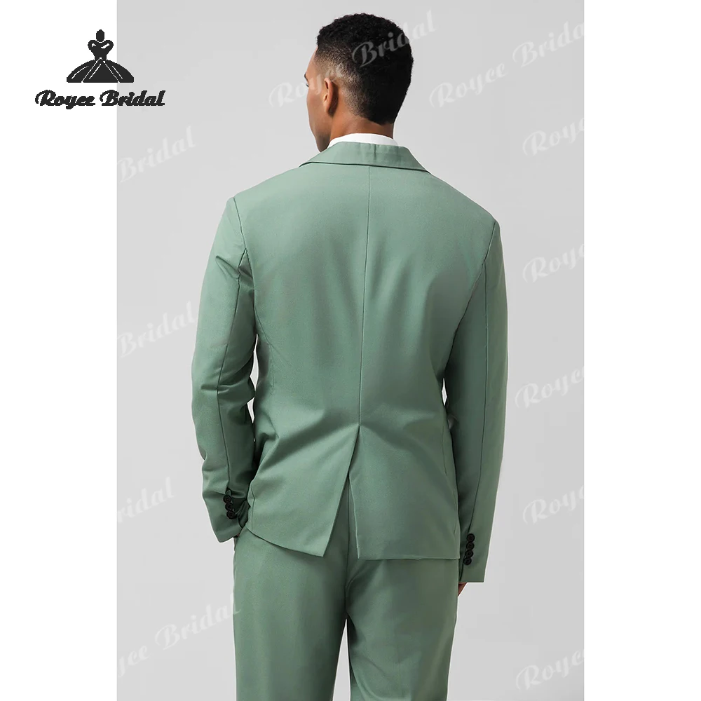 Grey Green Two Piece Double Breasted  Men's Suit Wedding 2026 Peak Lapel Slim Fit Prom Business Suit costume homme mariage