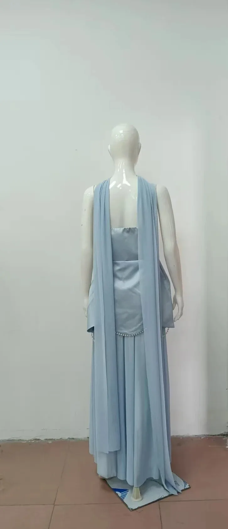 Elegant Pearl Mesh Patchwork Maxi Dress Women Strapless Ribbon Backless Long Dress Luxury Wedding Guest Party Evening Dress 2026