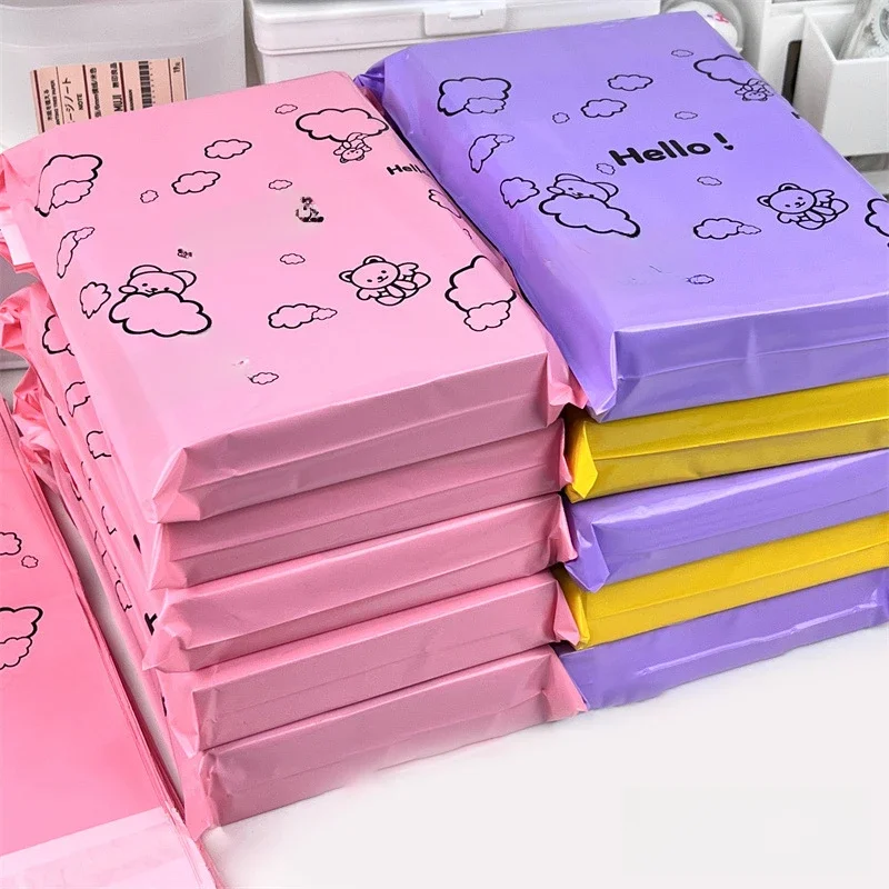 Sac de courrier ours coloré, 10 pièces, sacs d'emballage d'enveloppe rose, pochette scellée auto-adhésive étanche, sac de Transport d'expédition