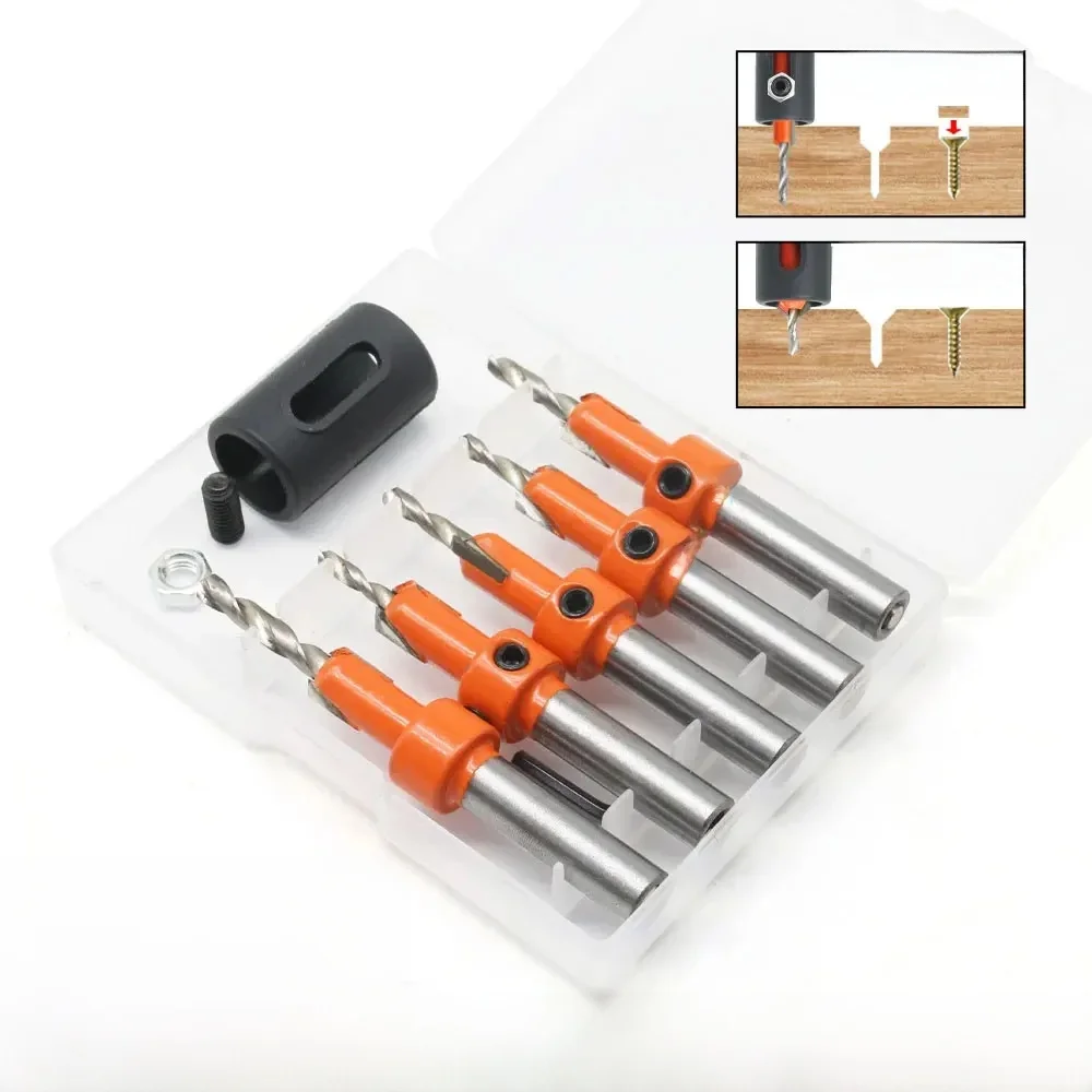5PCS Set 8mm Bit Senker Bohrer Grenze Bohren Tiefe Holzbearbeitung Schaft Schraube Extractor Abbruch Holz Bohren