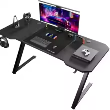 Στα 77.64€ από Aliexpress GER | GTPLAYER Gaming table, Gaming desk 120x60cm, PC table Gamer table with Carbon Fiber Surface/LED/socket, Black