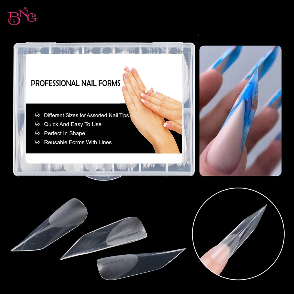 

New Duck Nail Molds 120Pcs Poly Extension Gel Dual Nail Forms with Scale Builder Nail for Gel Manicure Nail Art Tools Salon DIY