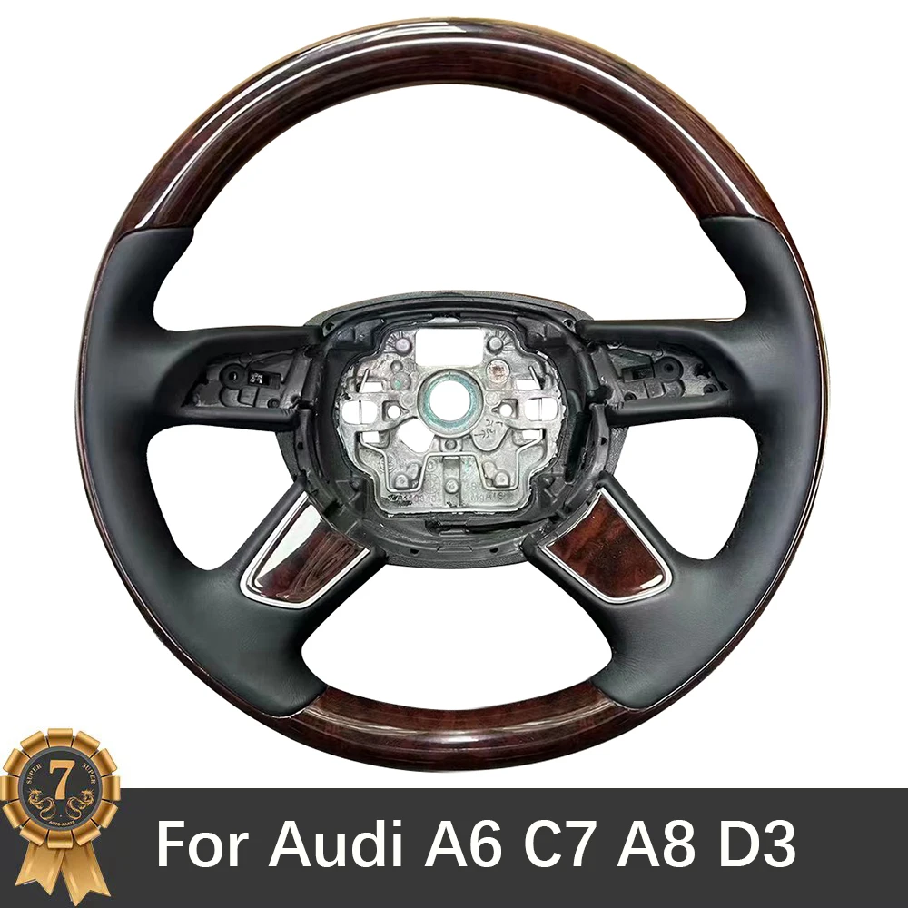 For Audi A6 C7 A8 D3 Peach Wood Steering Wheel Assembly Accessories