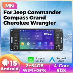Navifly Android 15 Auto CarPlay Car Radio Stereo Player GPS For Jeep Chrysle Compass Commander Grand Cherokee Wrangler Liberty