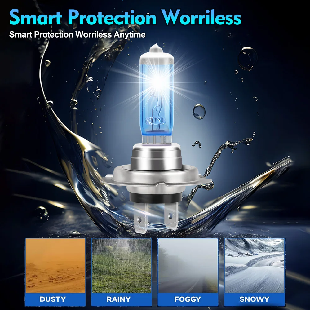 2 قطعة H7 H4 H1 H11 HB3 9005 HB4 9006 الهالوجين العلوي سيارة ضوء مرحبا/لو شعاع 6000K 12 فولت كول الأزرق فرط الأبيض لمبة #3