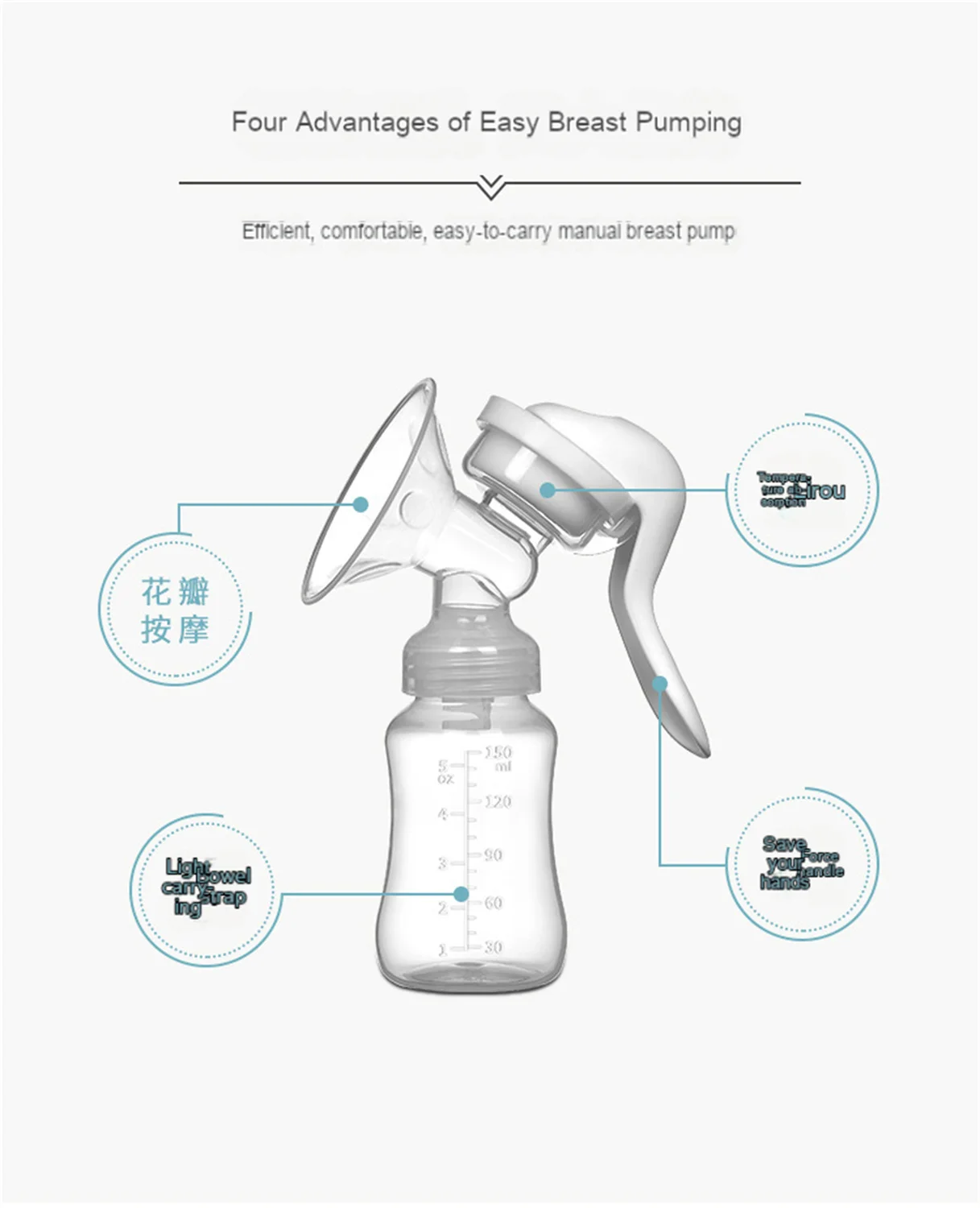 Breast Pump Baby Pacifier Manual Breast Pump Painless Breast Pump Feeding Breast Pump Bottle Breast pump Postpartum Supplies