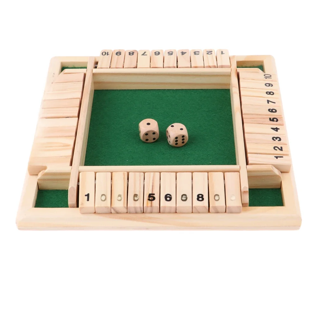 Jeu de société à dés en bois, 10 chiffres, rabats et dés pour 4 joueurs, Club de fête, jeux de boissons, divertissement familial