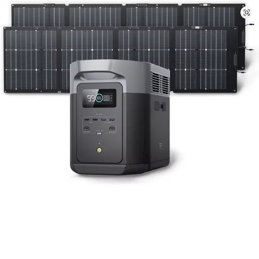 

High Quality On EcoFlow LFP Solar Generator - Portable Power Station DELTA 2 Max, 2400W, Fully Charged in 1 Hour, 2048Wh