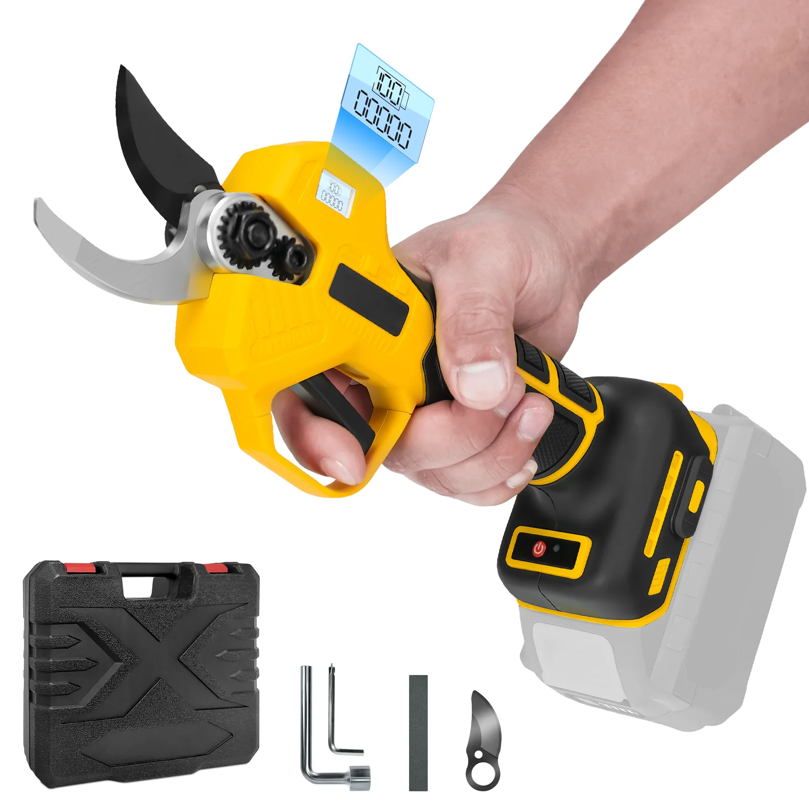 مقصات تشذيب كهربائية بدون فرش 20-30 مم مقص حديقة كهربائي محمول 2 تروس مع شاشة LCD لبطارية ديوالت 20 فولت