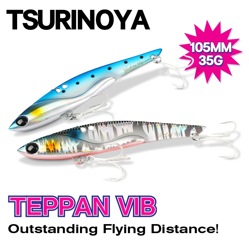 TSURINOYA 105mm 35g Sinking VIB Winter Fishing Bait VECTOR Teppan Vibration Inshore Long Casting Sea Fishing Blade Metal Lure