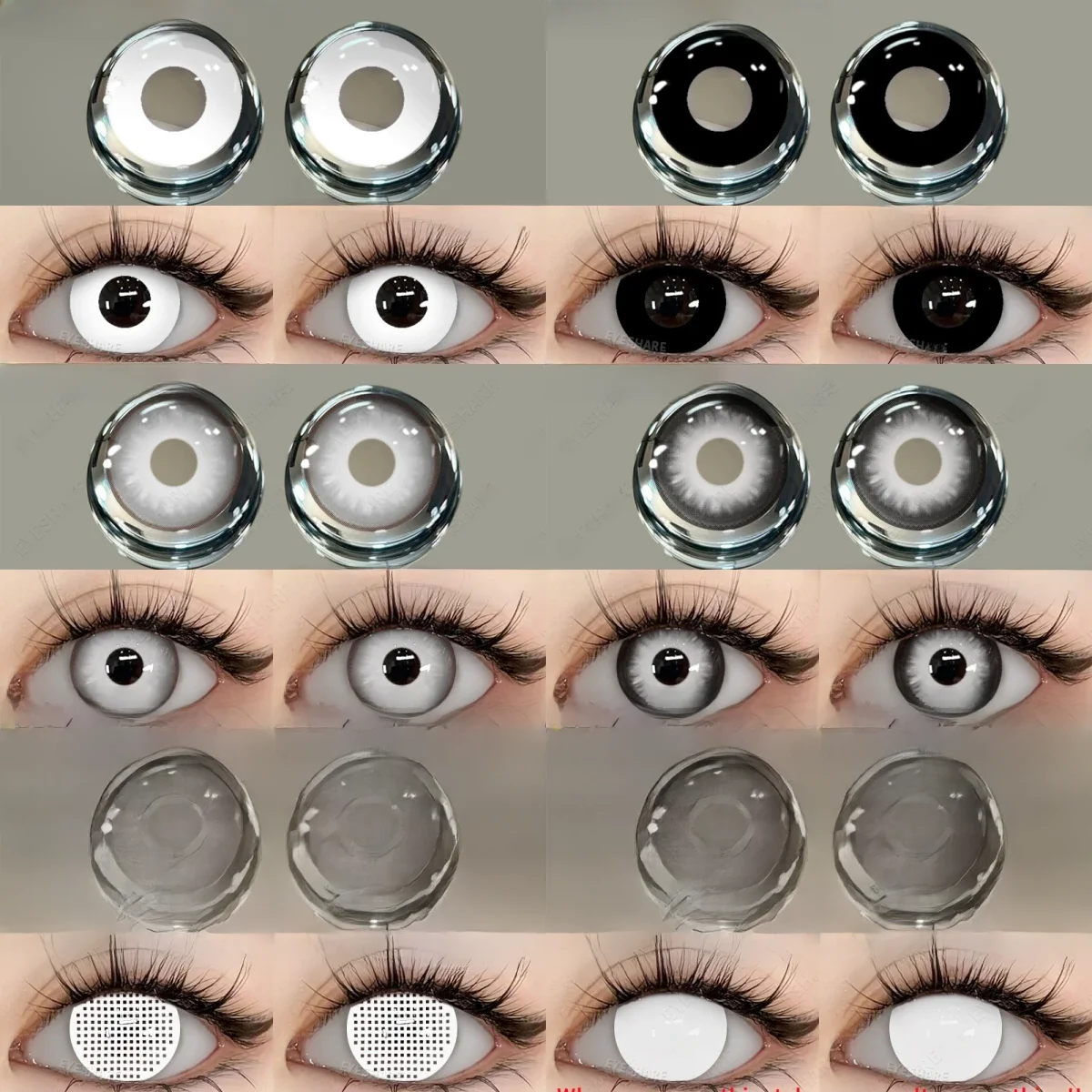 EYESHARE 2 uds lentes de contacto de colores Cosplay lentes de contacto blanco loco lentes de ojos