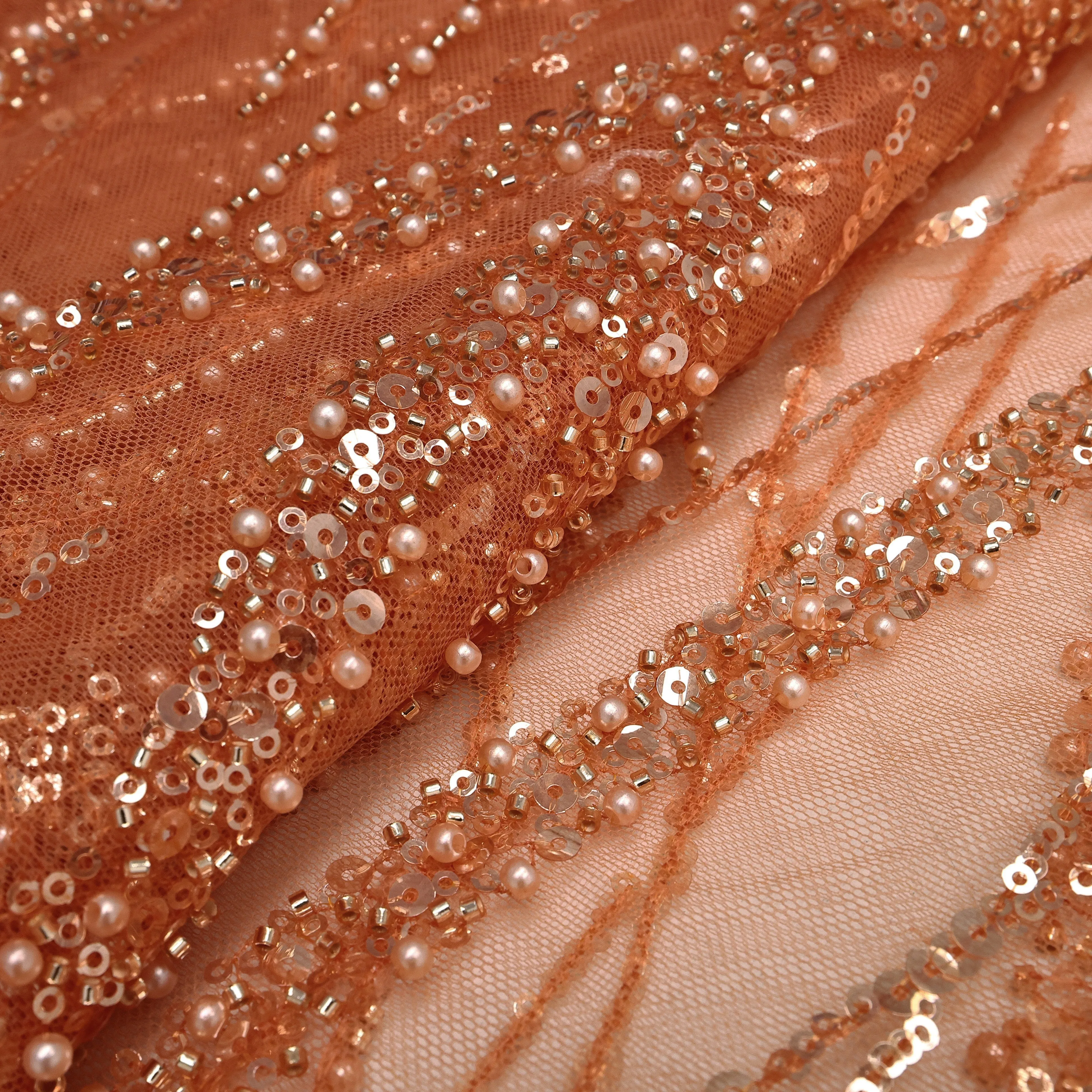 Luxury 3D Lace Fabric 5 Yards Dubai Hand Beaded Tulle Lace Fabric Embroidered Sequins African Nigerian Fabric For Sewing