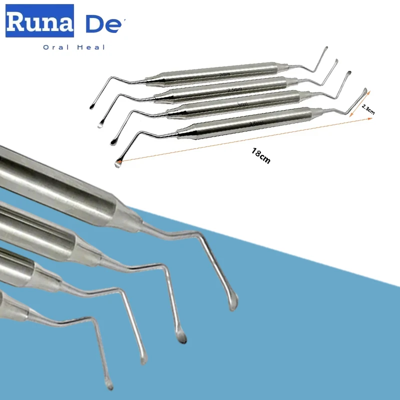 

4pcs Dental Gracey Curette Periodontal Bone Curettes Perio Curette Stainless Steel for Dental Tooth Cleaning Scaler