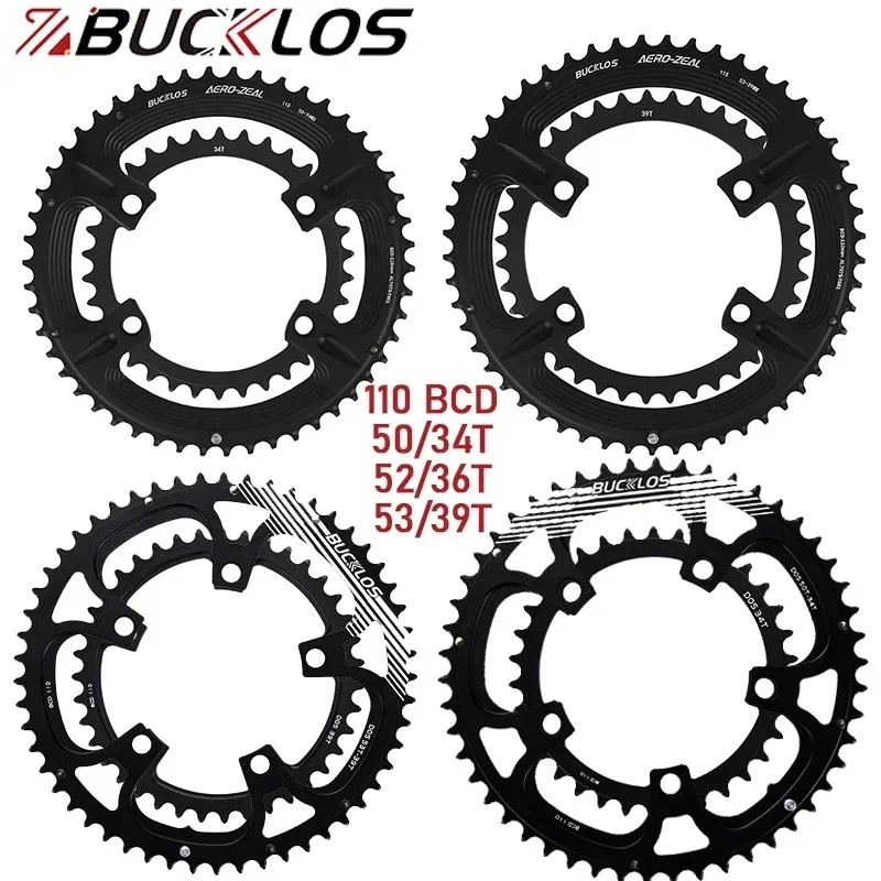 AliExpress BUCKLOS Road Bike Chainring 110 BCD Chainring 4Hole 5Hole 34/36/39/50/52/53T Chainwheel Double Speed Road Bicycle Crown