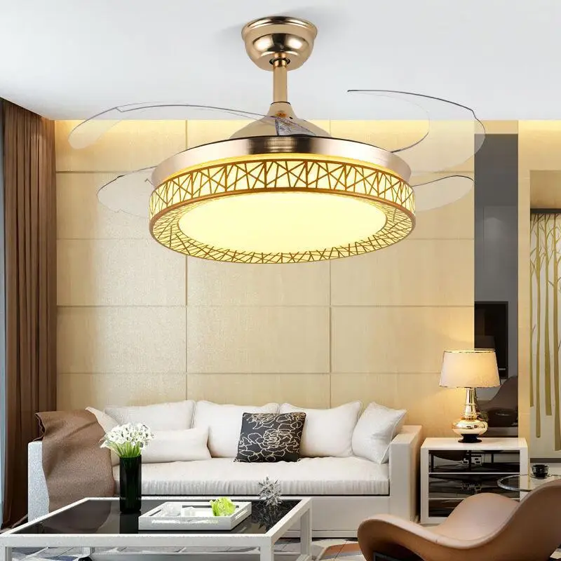 Ceiling Fan Lights Remote Control 36/42inch Dining Bedroom Living Fan Lamps Ceiling Fan Lightings Gold Luminaria Pendente Home