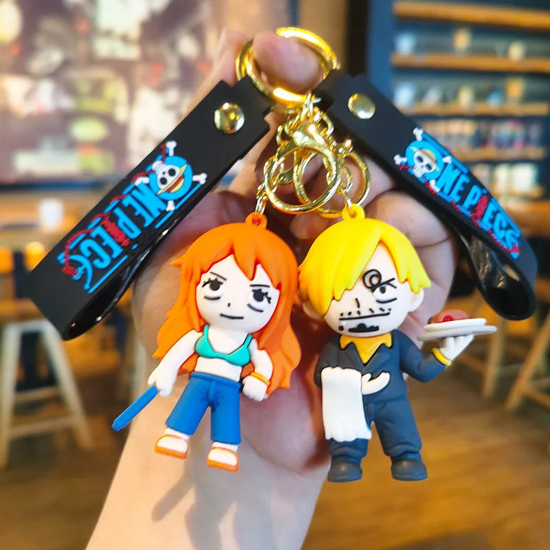 Anime ein Stück Schlüssel bund Modeschmuck Ruffy Sabo Harz Action figuren PVC Schlüssel ring Tasche Anhänger