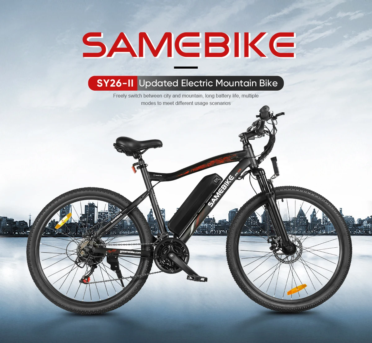 SAMEBIKE Bicicletta elettrica SY26-II, telaio leggero in lega di alluminio, batteria al litio ternaria da 480 Wh, potente motore con coppia massima di