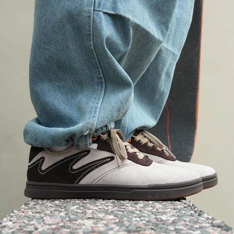 أحذية Goluck Ants Cupsole من جلد الغزال للتزلج، أحذية رياضية أنيقة مغلفة، مريحة ومتينة