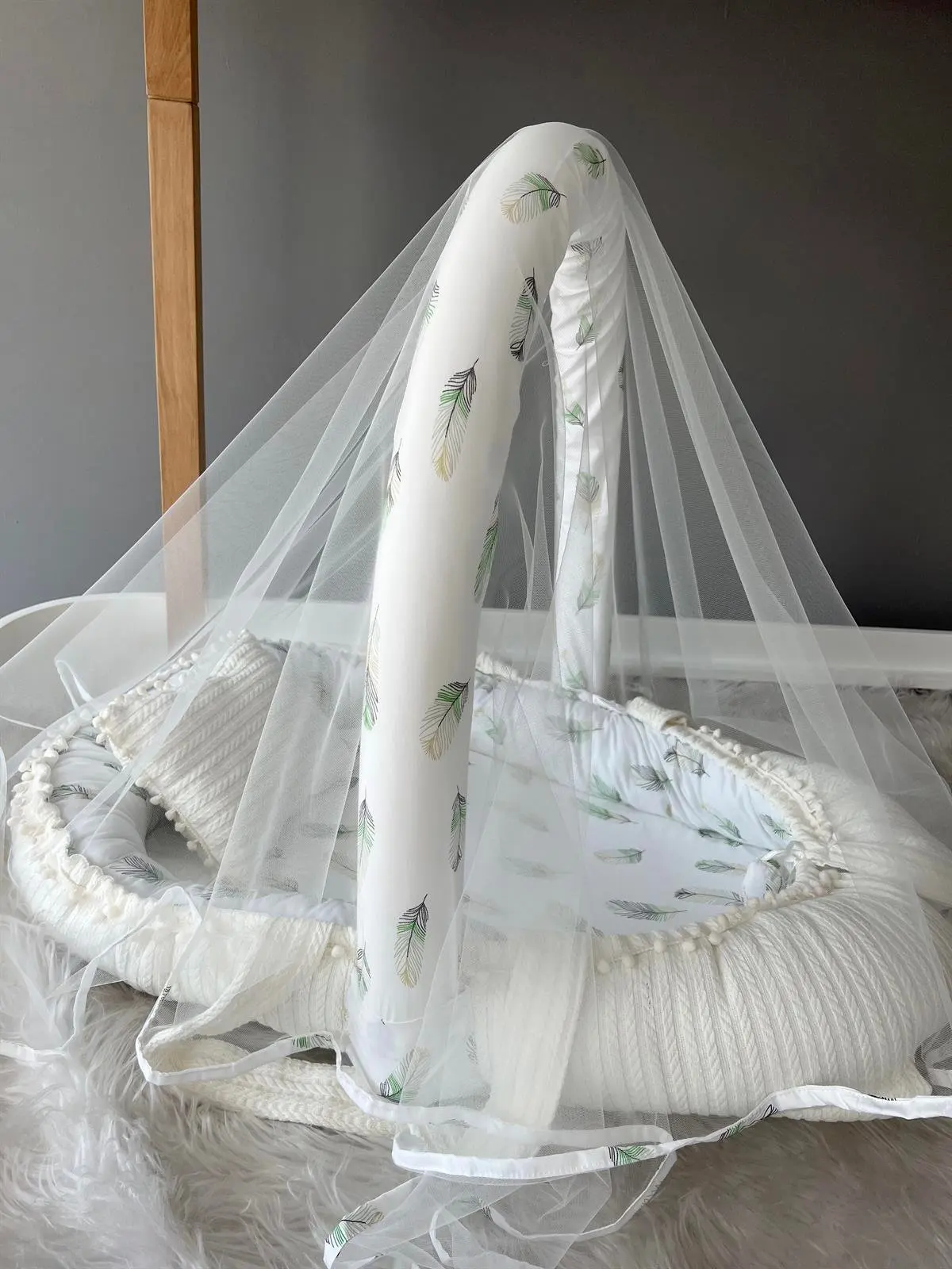 Tessuto a maglia fatto a mano zanzariera fantasia piuma Tulle Babynest