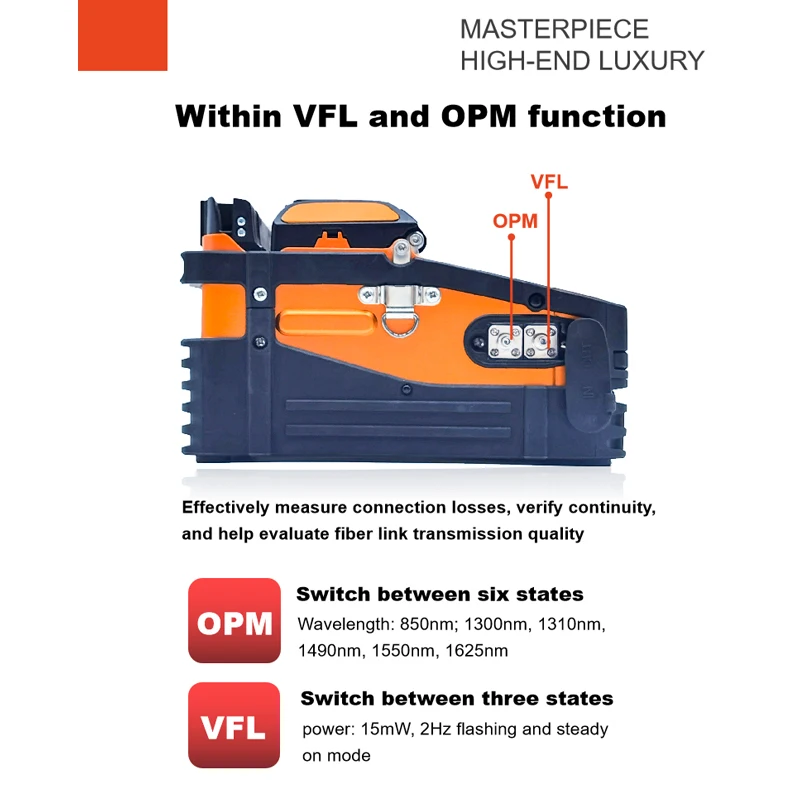 Imagem -04 - Signal Fire-optical Fiber Fusion Splicer Máquina de Solda Opm Vfl Fibra Óptica Splicer Touch Screen Ai9