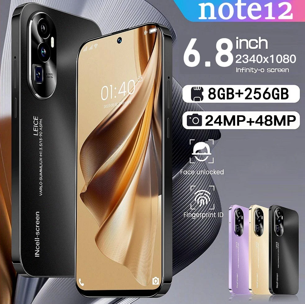 

Landvo Note 12 Cell phone Global Version mobile Phones 6.8inch HD Full Screen 8GB + 256GB Android Original Sale SmartPhone