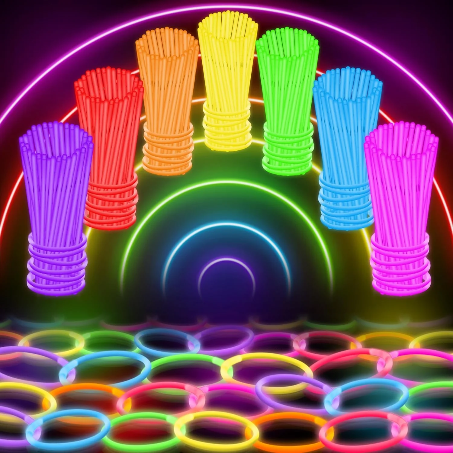 

100 Ultra Bright Glow Sticks Bulk Party Pack - Halloween Glow in the Dark Party Supplies Pack - 8" Glowsticks Party