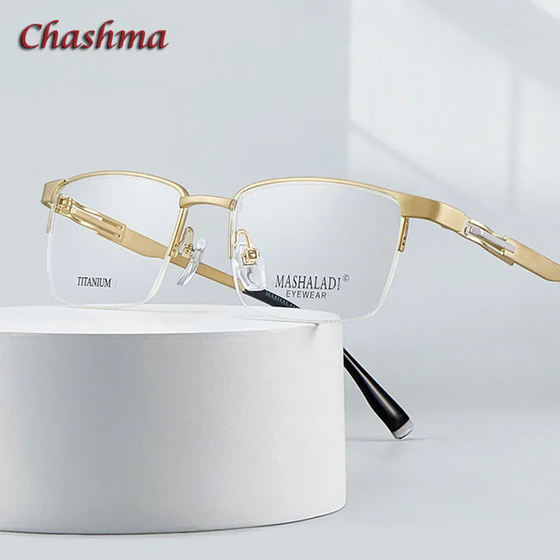 Chashma Prescription Glasses Pure Titanium Men Exquisite Half Rim Frame Optical 10g Lightweight Flexible Eyewear Spectacles