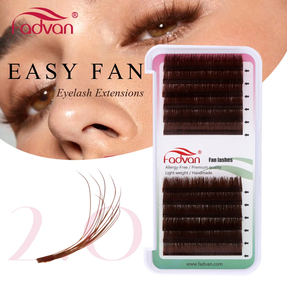 

FADVAN 2D/3D Easy Fan Eyelash Extensions Brown Auto-flowering Eyelashes Curl C/D Two-dimensional Easy Fanning Lashes Makup Tools