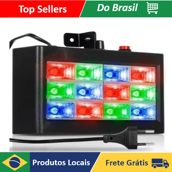 Strobo 12 Leds Rgb 15w Rítmico Bivolt Automático