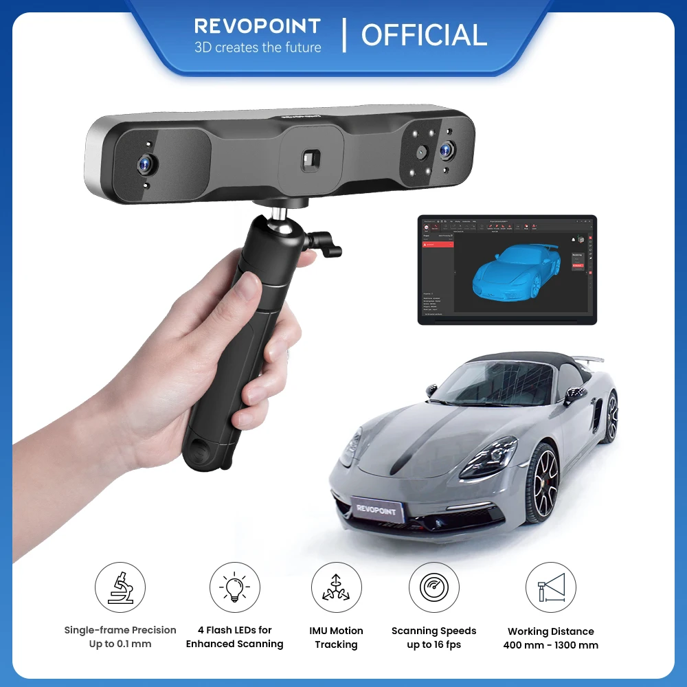 

Revopoint RANGE 2 3D Scanner for 3D Printing Handheld, 3D Modeling Built-in RGB Color Camer,Supports Body Face Big Objects Scan