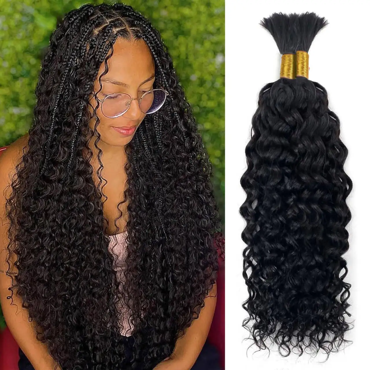 

Bulk 100% Human Hair Deep Wave For Braiding Deep Curly No Weft Remy Hair Extensions 50 Grams No Weft Human Hair Salon Quality