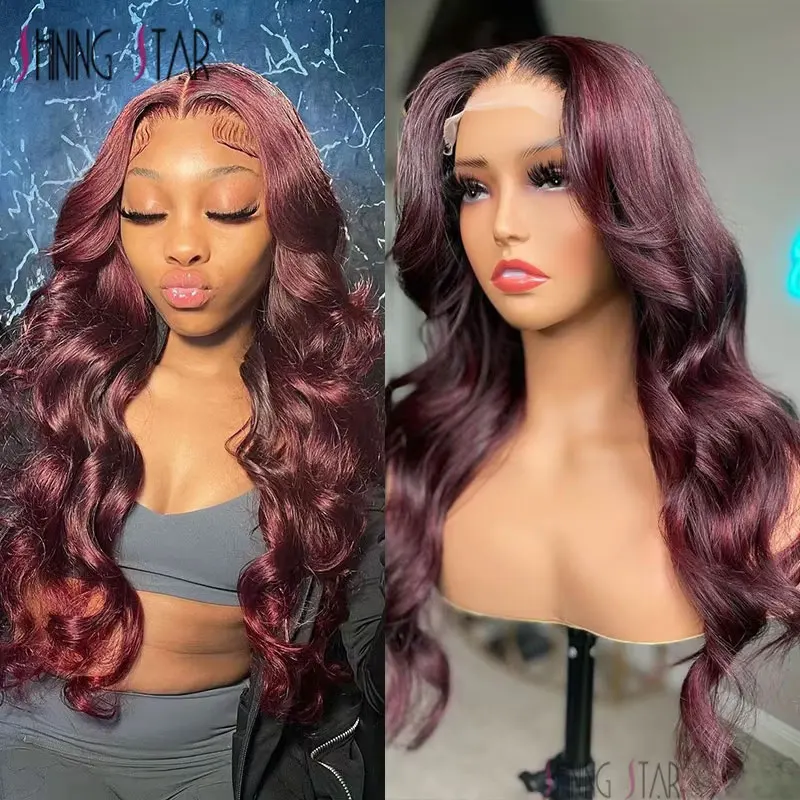 Burgundy Lace Front Human Hair Wigs For Black Women Brazilian Body Wave Lace Frontal Wigs 13X4 Lace Front Wig Human Hair Wigs