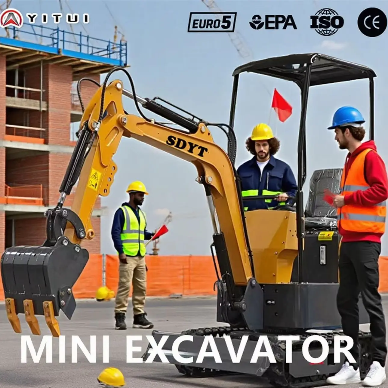 Mini escavatore da 2 tonnellate con mini escavatore motore Epa Euro 5 con supporto rotazionale personalizzato