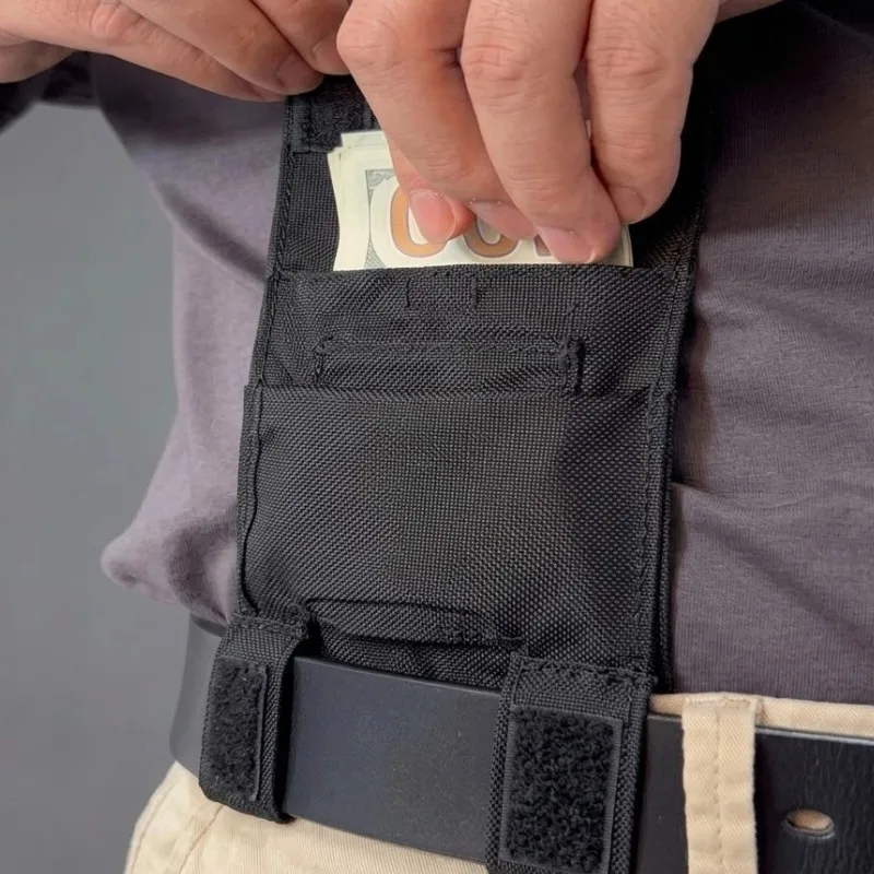 Cinto tático com bolsa de cintura, carteira oculta para dinheiro, antifurto, mini porta-moedas masculino, bolsa de bolso EDC para viagens e corrida.