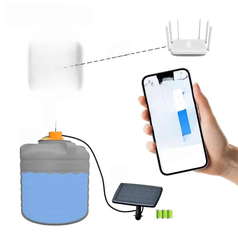 ME201RSP Ultrasonic Solar Panel Level Guage Wireless LED Display Temperature Alarm Sensor Water Tank Level Indicator