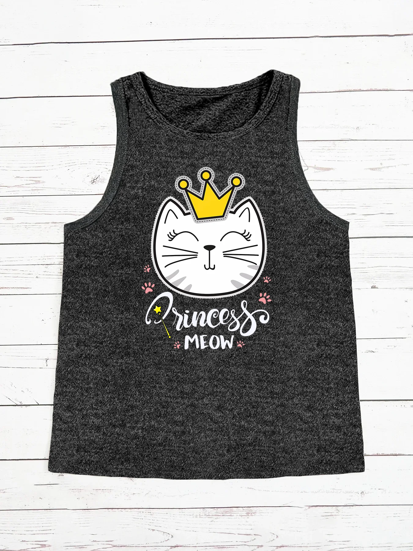 Laughing Cat Princess Meow Summer Fashion Funny Sports Women's Tank Top Loose O Neck Sleeveless Casual Tank Top