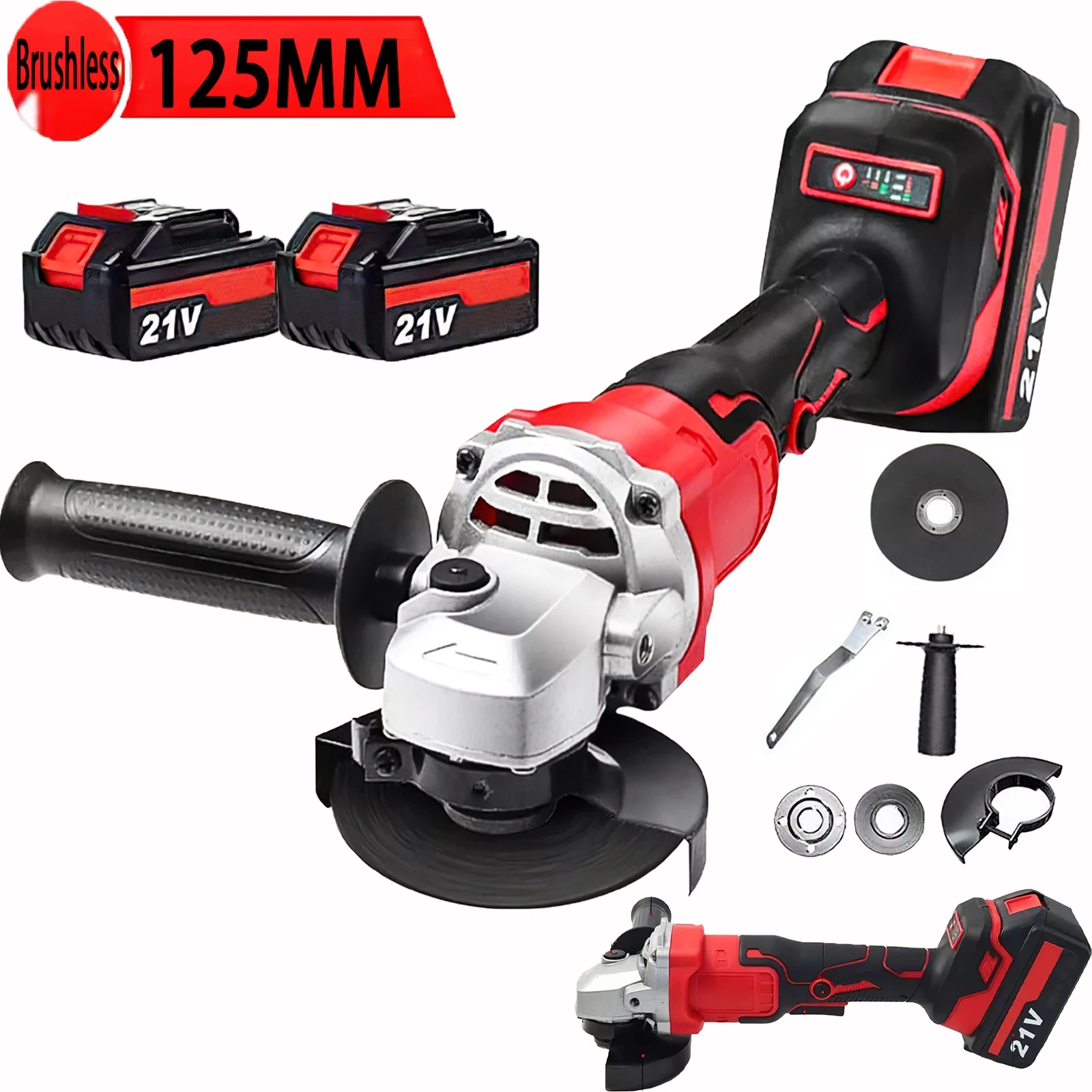 Amoladora angular eléctrica sin escobillas de 125MM, amoladora de velocidad Variable, máquina cortadora, herramienta eléctrica para carpintería para batería Makita de 18v