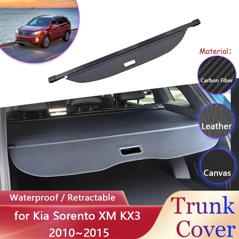 Car Trunk Curtain for Kia Sorento XM KX3 2010~2015 2011 Car Waterproof Retractable Luggage Cargo Pad Partition Covers Accessorie