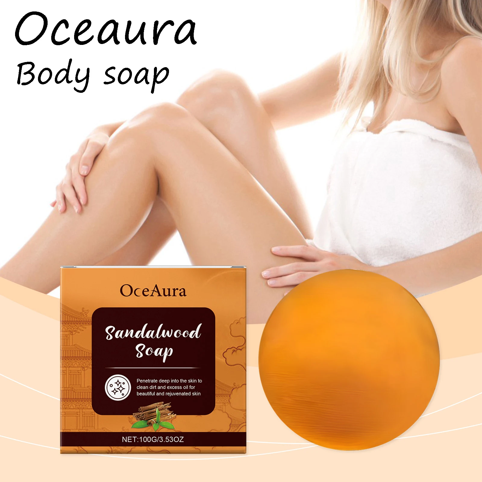 

Oceaura Sandalwood Body Soap Bar Gentle Cleaning Body Dirts Rich Foam Lasting Wood Fragrance Oil Control Mild Body Bathing Soap