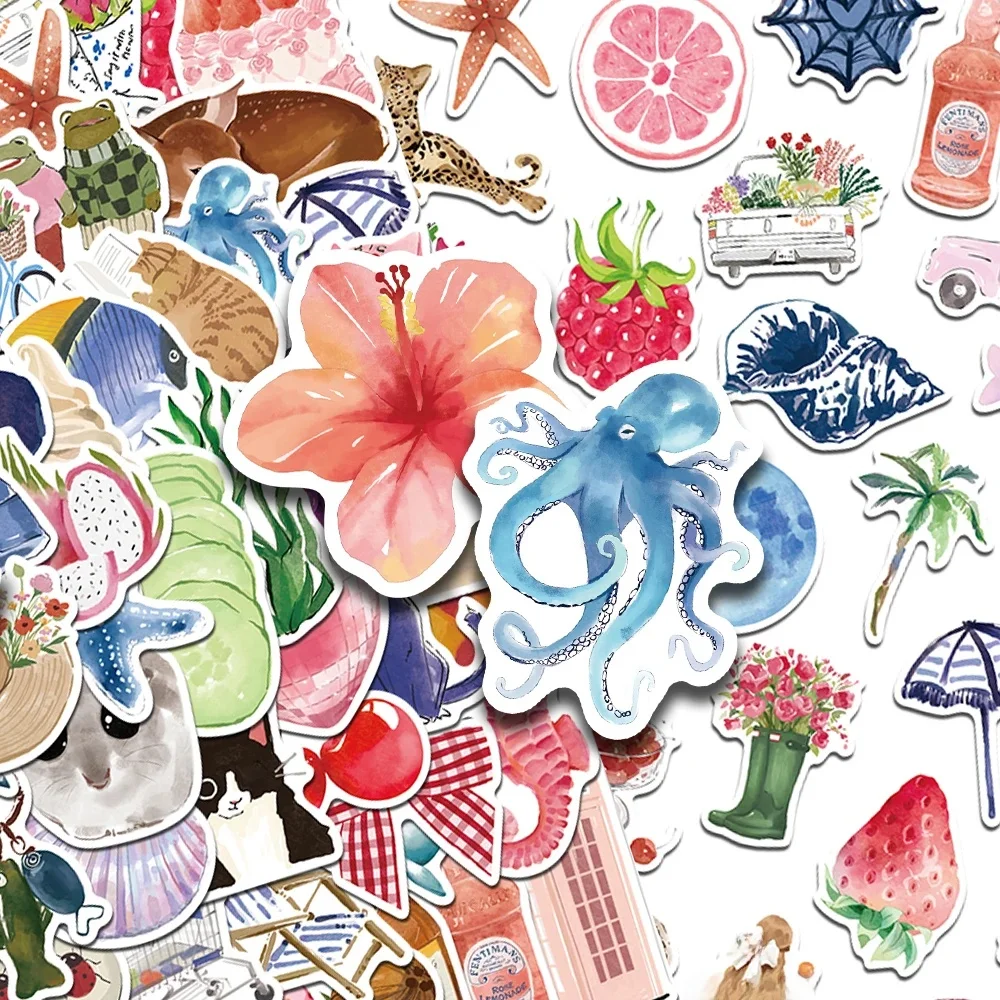 50/100 stuks cartoon aquarel zuivel stickers stickers voor telefoon laptop plakboek bagage helm diy graffiti esthetische stickers - afbeelding 2