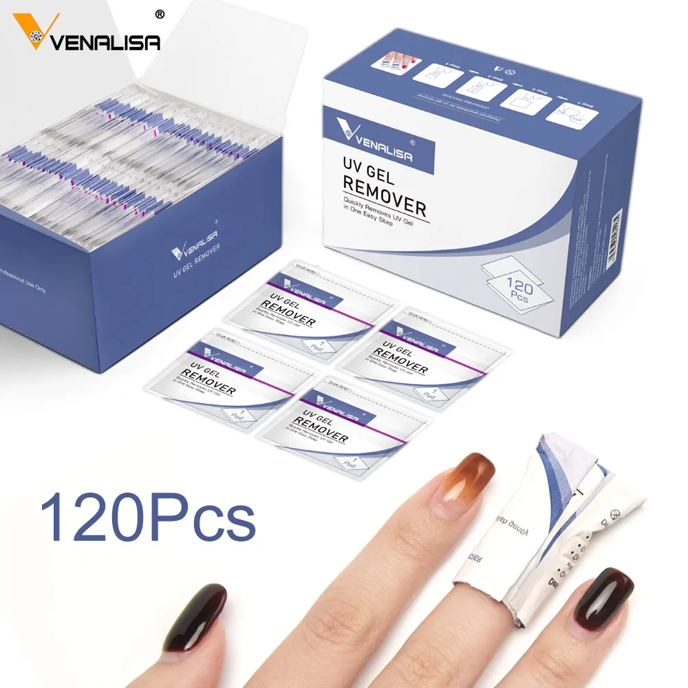 Toalhetes Removedor de Venalisa para Esmalte, Toalhetes de Manicure, Nail Art, Removedor de Gel UV, Desengordurante, Gel Polonês, 20Pcs, 120Pcs