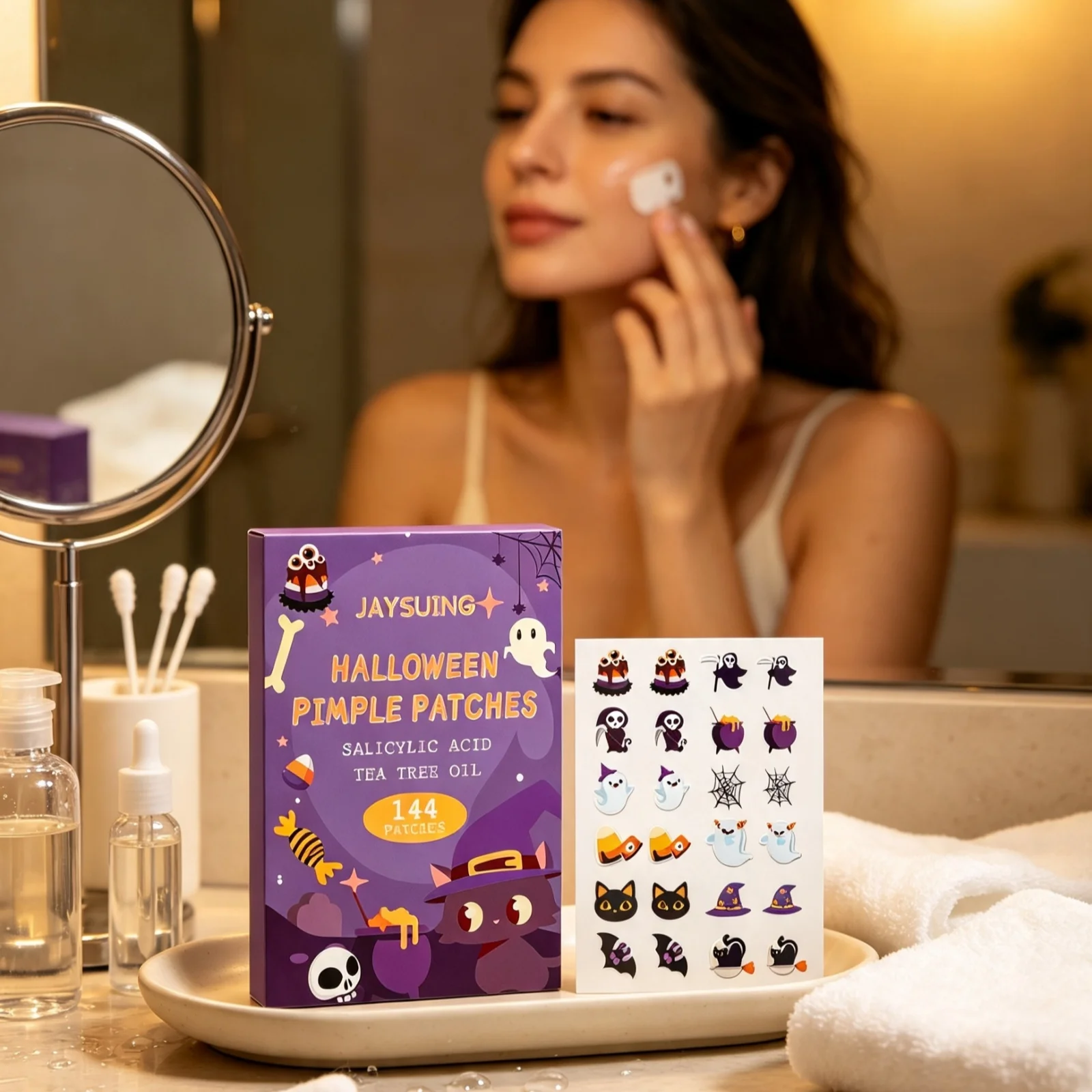 JAYSUING Halloween Pimple Patch Blemish Absorb Skin Shield Isolate Pimple Wound Non Irritating Soothing Hydrocolloid Acne Patch