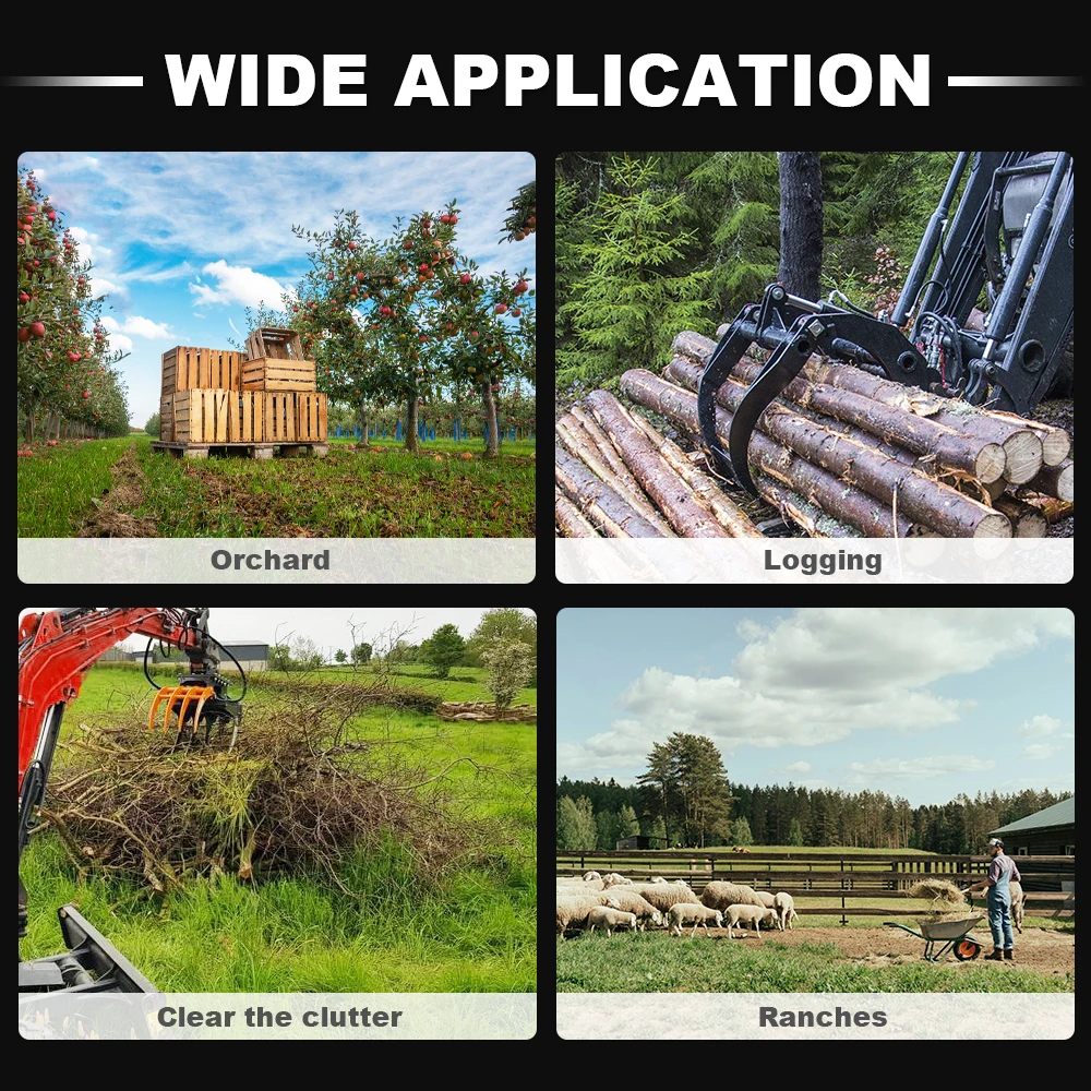 Skid steer loader accessories - grapple hooks, timber grapple hooks, easily cope with complex working conditions