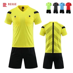 Maglia da calcio per arbitro professionale Set 2023 uniforme da calcio con scollo a v per adulti manica corta camicia da giudice 3 tasche pantaloncini