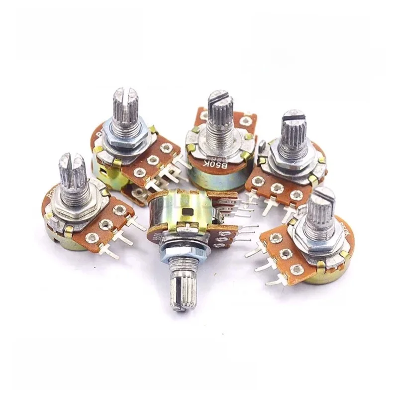 5 sztuk WH148 B1K B2K B5K B10K B20K B50K B100K B500K 3Pin 15mm wał wzmacniacz Dual Stereo potencjometr 1K 2K 5K 10K 50K 100K 500K — zdjęcie 2