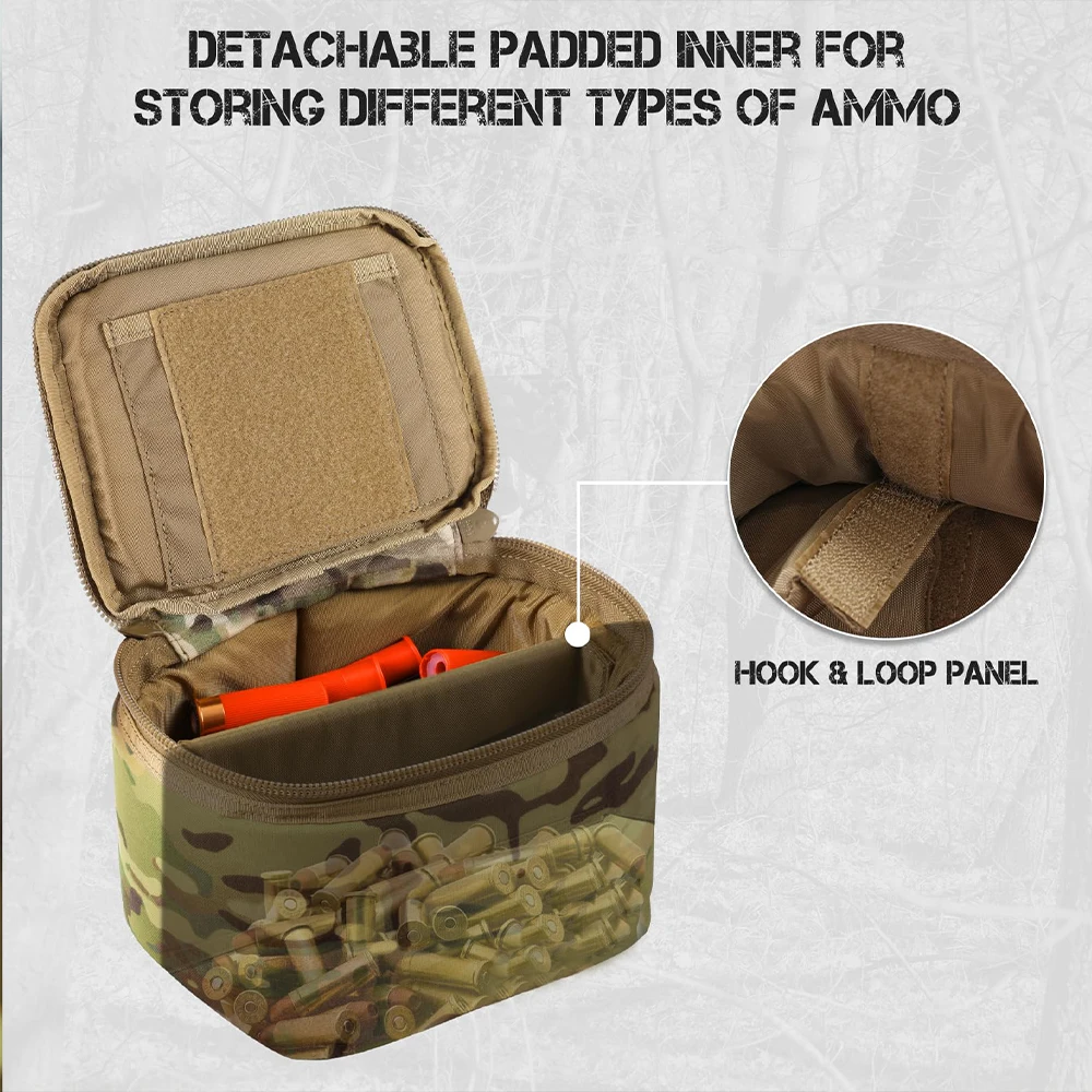 Military Tatical Bullet Bag Detachable Inner Space Ammunition Carrier Pouch Portable Ammunition Box for Rifle Shotgun Range
