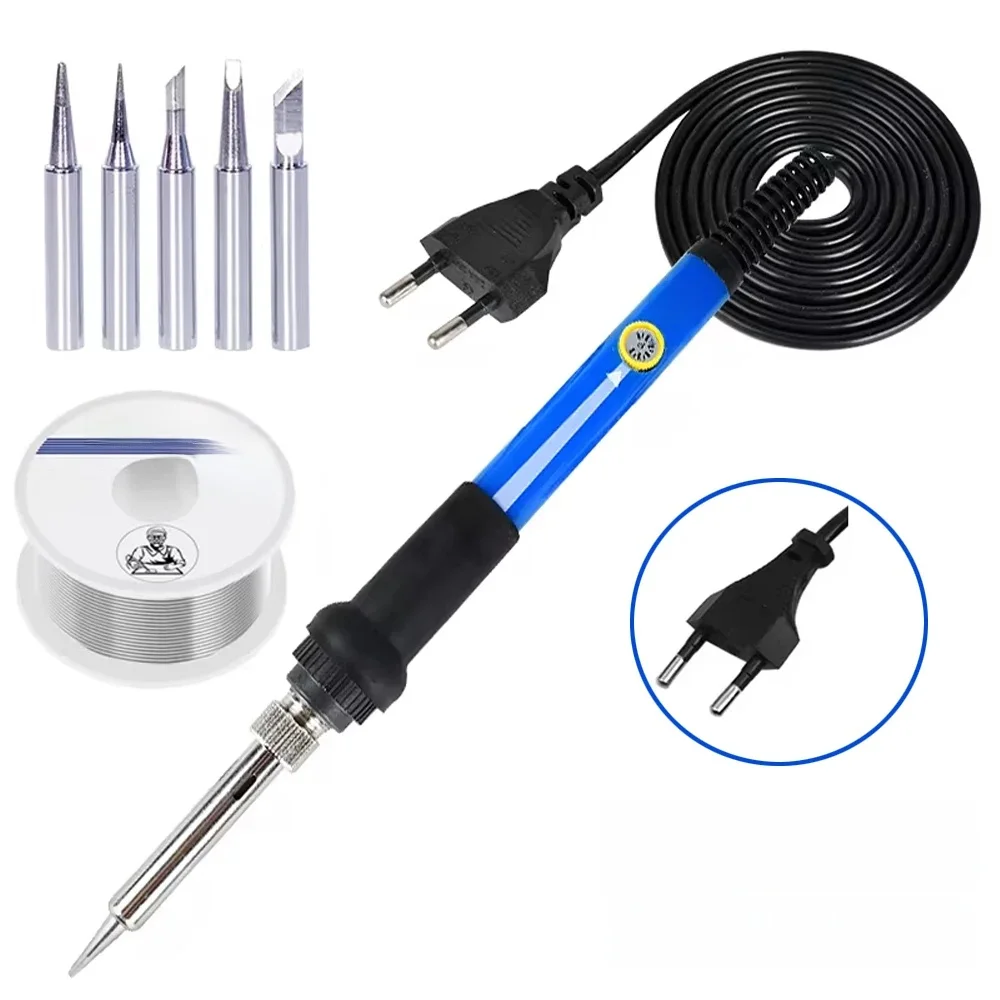 220V 110V 60W regulowana temperatura lutownica elektryczna spawanie lutownica stacja lutownicza niebieskie końcówki do ołówków termicznych narzędzia do naprawy — zdjęcie 2